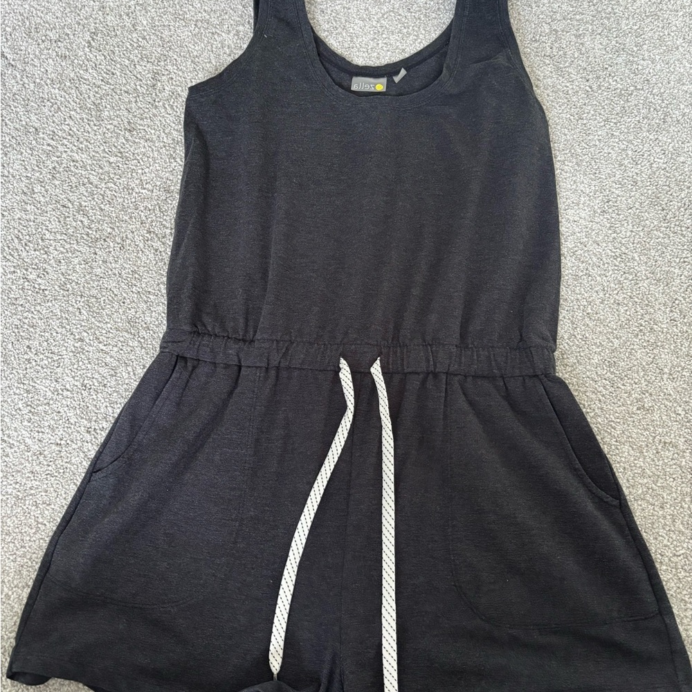 Zella Black Sleeveless Romper with Drawstring